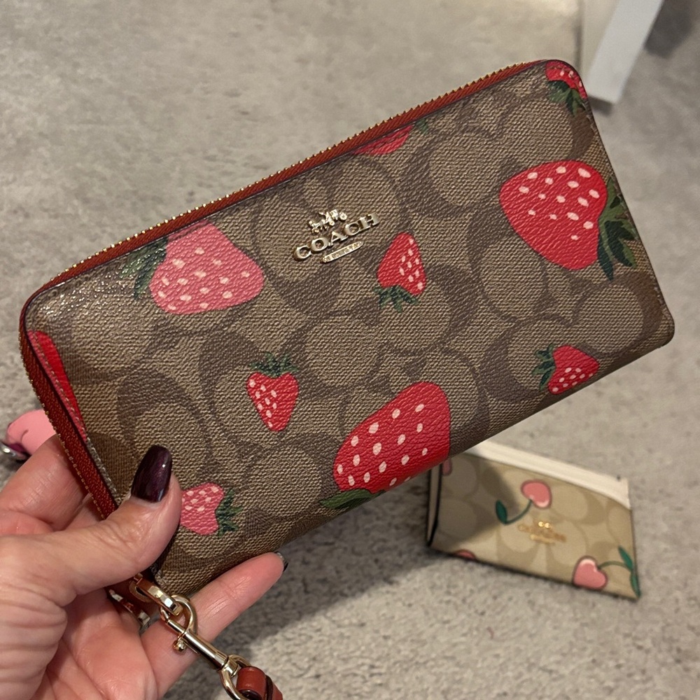 Bundle Coach Wallet and Pouch Set with Cherry and Strawberry Prints - Picture 2 of 9